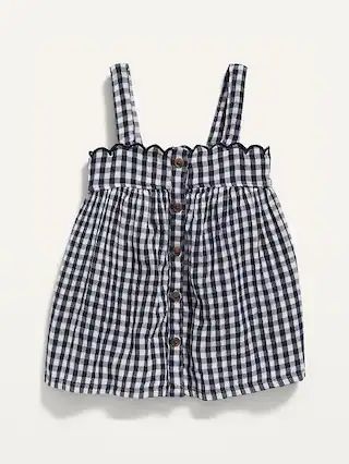 Sleeveless Button-Front Gingham Swing Top for Toddler Girls | Old Navy (US)