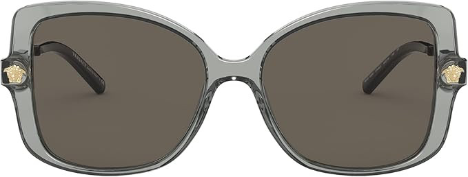Versace VE4390 5338/3 Transparent Black Oversized Rectangle Medusa Sunglasses for Womens | Amazon (US)