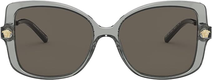 Versace VE4390 5338/3 Transparent Black Oversized Rectangle Medusa Sunglasses for Womens | Amazon (US)