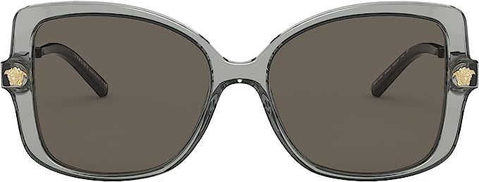 Versace VE4390 5338/3 Transparent Black Oversized Rectangle Medusa Sunglasses for Womens | Amazon (US)