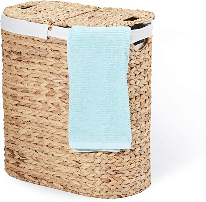 Seville Classics Hand Woven Natural Wicker Water-Hyacinth Lidded Oval Double Laundry Hamper,WEB70... | Amazon (US)