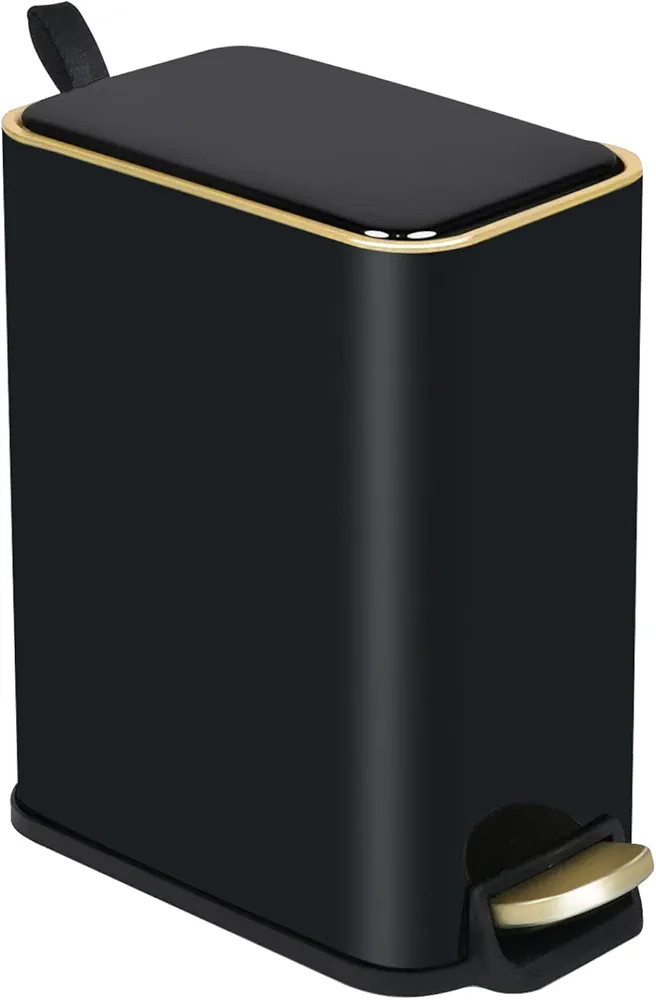 Small Bathroom Trash Can with Lid-5L/1.3 Gal Stainless Steel Step Pedal Trash Can Slim Metal Wast... | Amazon (US)