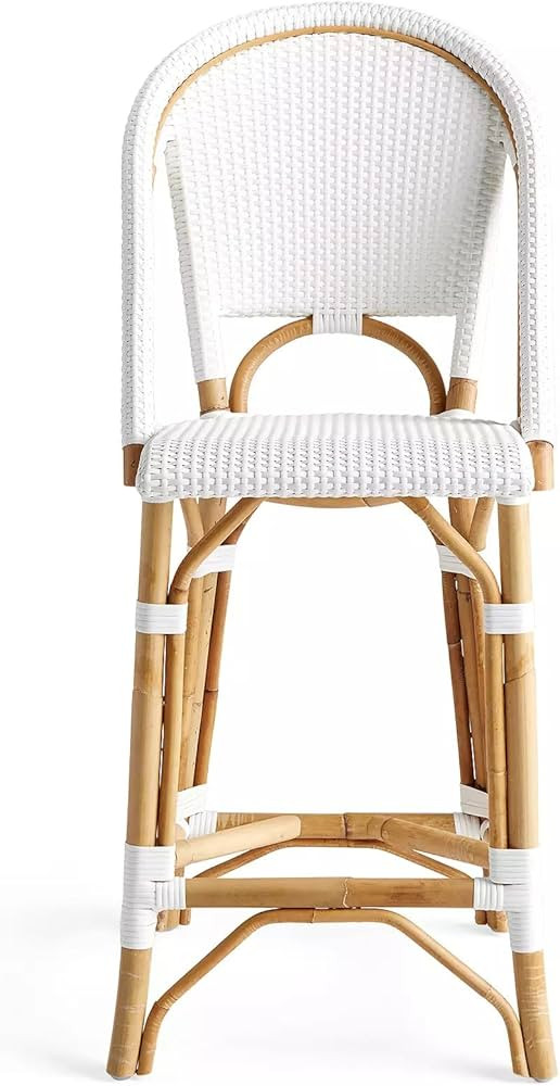 Aspen Brands Classic Commercial Grade Rattan French Bistro Counter Stool, Indoor/Outdoor, White | Amazon (US)
