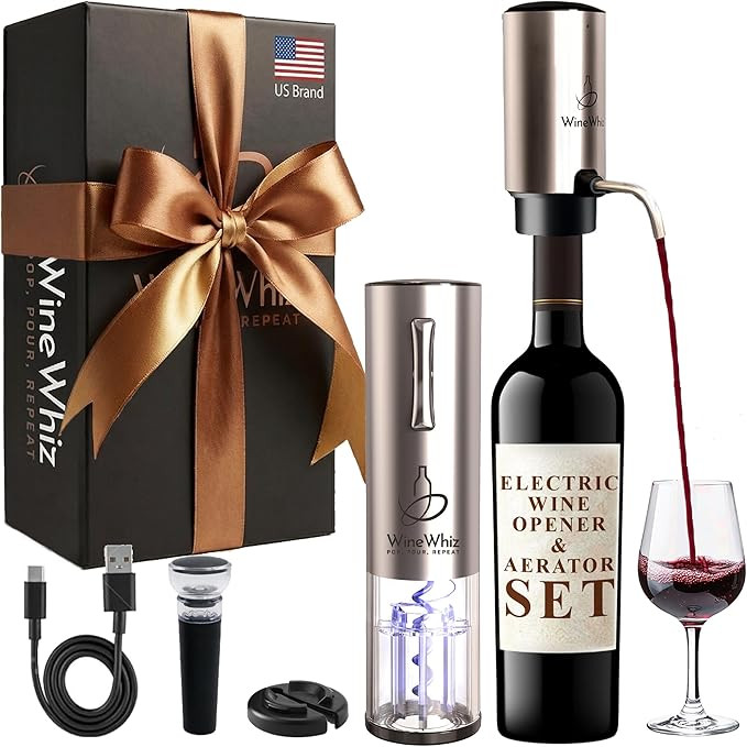 Electric Wine Aerator & Opener Set with Accessories, Rechargeable Automatic Corkscrew, Aerator, D... | Amazon (US)
