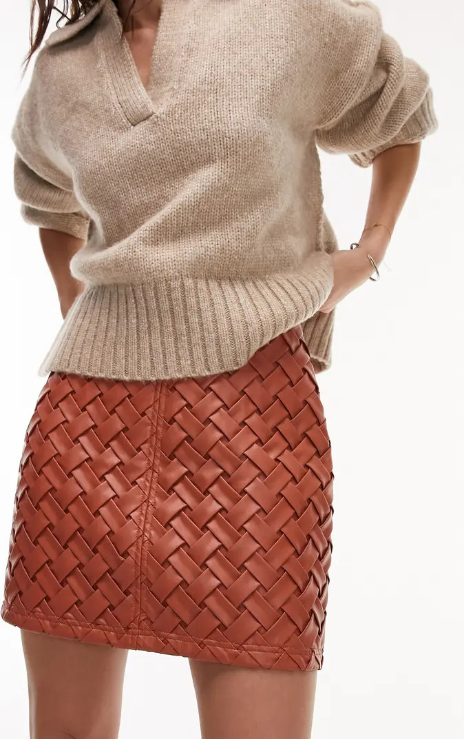Topshop Weave Faux Leather Miniskirt | Nordstrom | Nordstrom