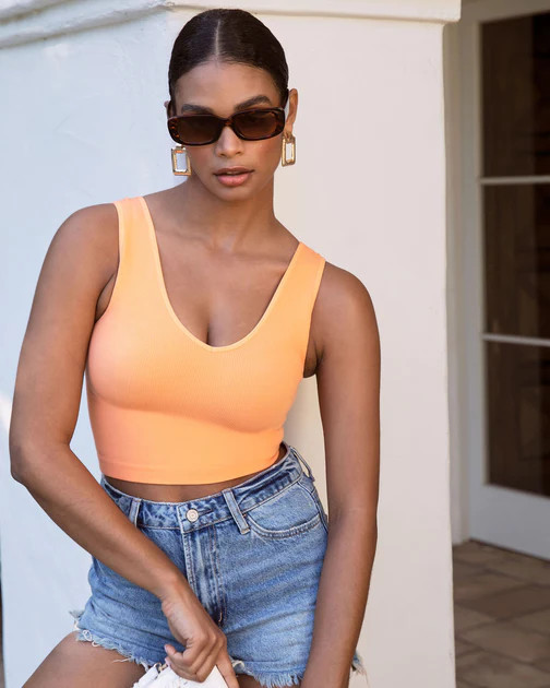 Betty Ribbed Crop Tank - Tangerine | VICI