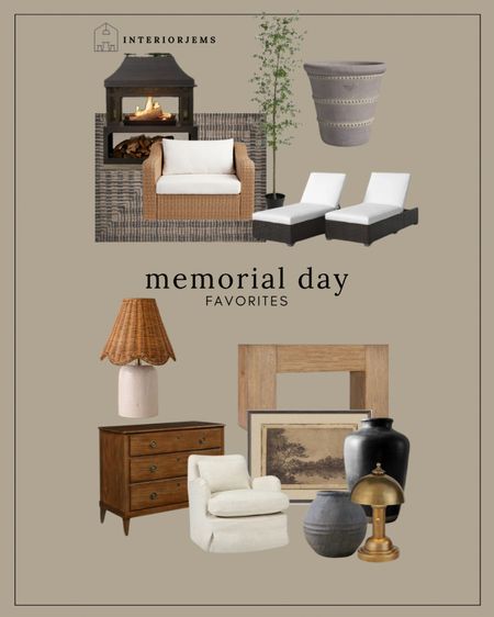 Memorial day at Favorites, furniture and decor, patio furniture on sale, set of Shays lounge, extra wide woven, outdoor lounge, chair, small table, lamp, base, look for less consult table, this vintage like chest sale just got even better, accent chair, lounge, chair, plants, and potters

#LTKStyleTip #LTKSaleAlert #LTKHome