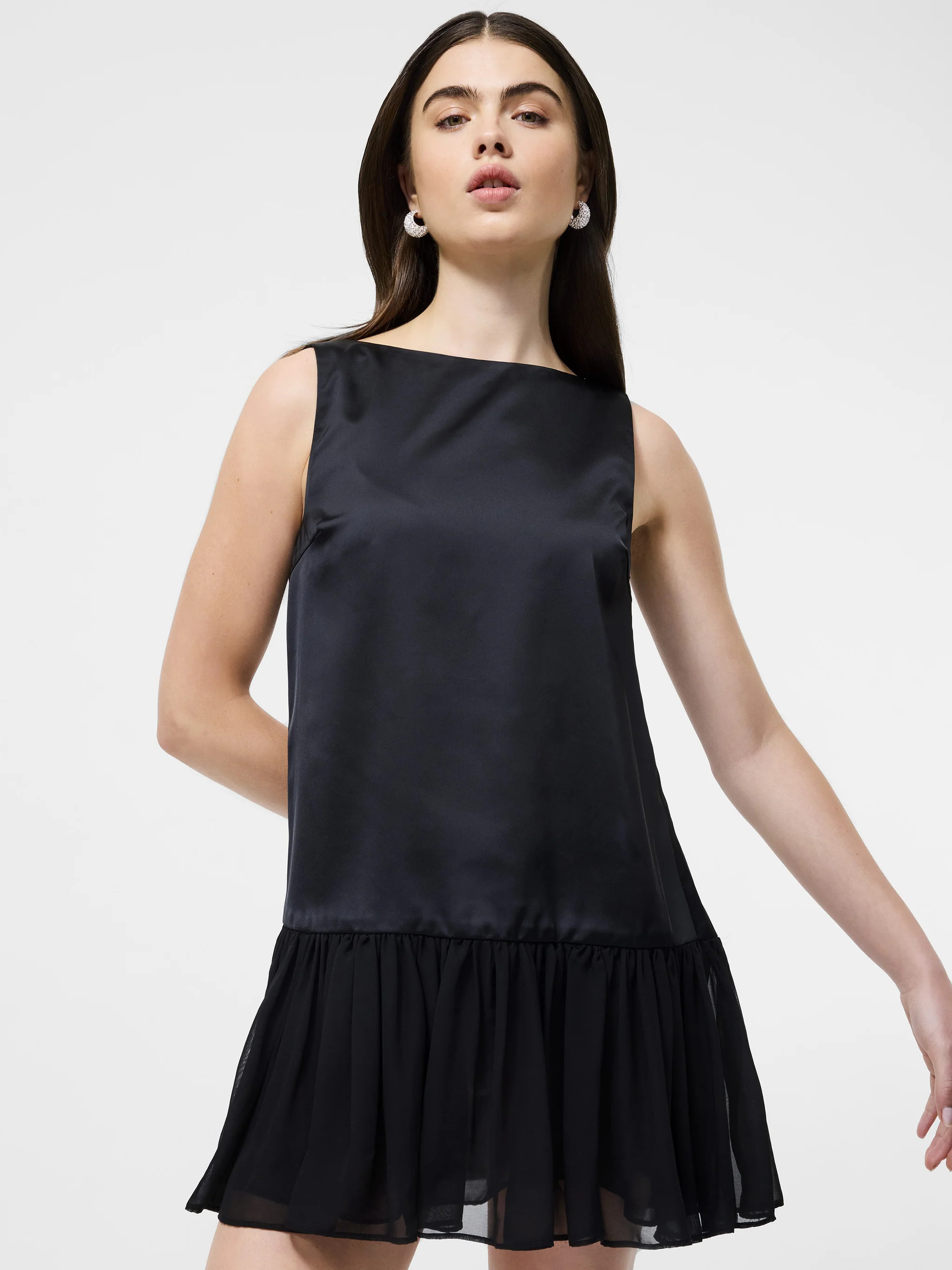 Marina Silky Drop Waist Mini Dress | French Connection (US)