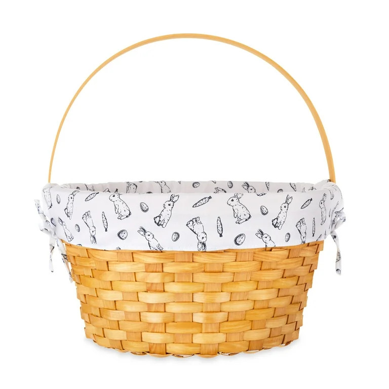 Way To Celebrate Easter Extra-Large Round Woodchip Basket with Bunny Liner | Walmart (US)