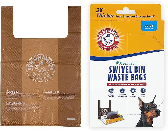 Arm & Hammer Heavy Duty Pet Waste Bags for Swivel Bin & Rake Dog Pooper Scooper, 20 Count Refill ... | Amazon (US)