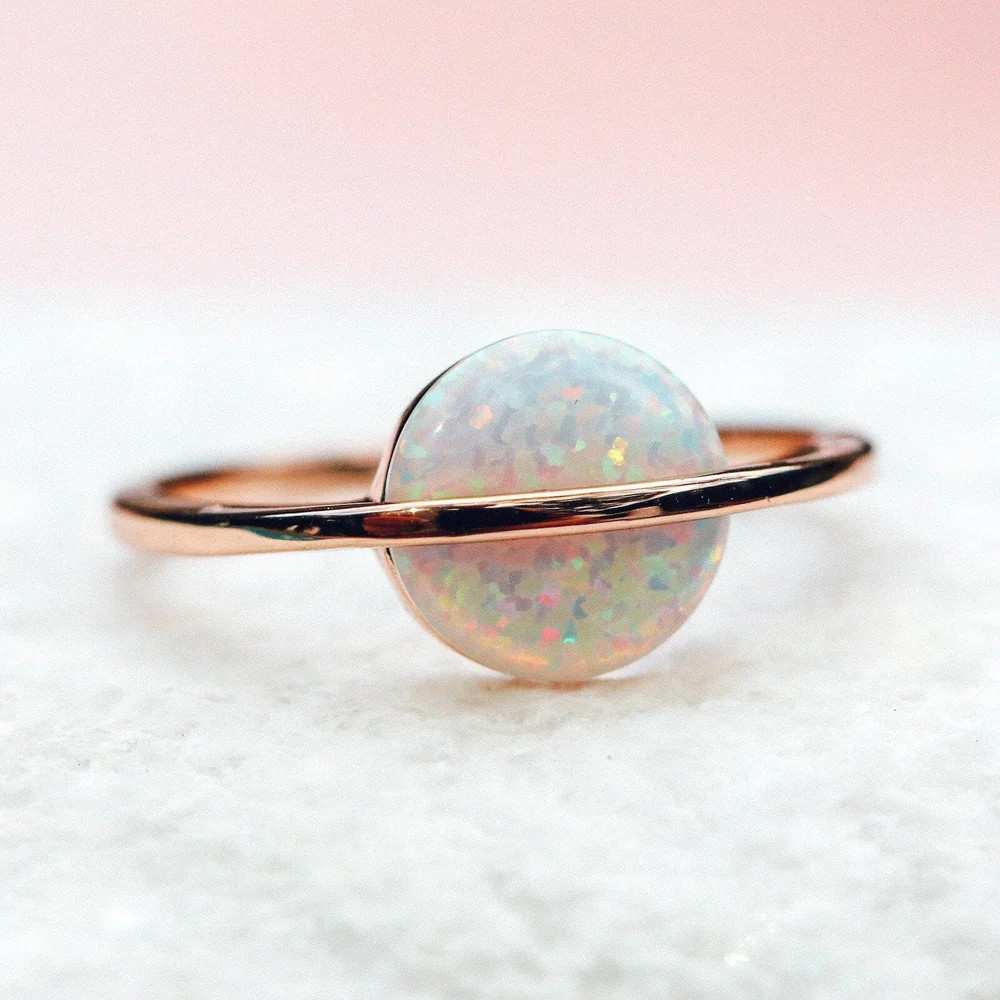 Rose Gold Opal Saturn Ring | Pura Vida Bracelets