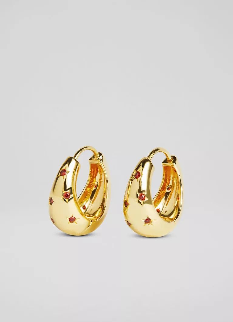 Celestial Gold and Orange Crystal Chunky Hoop Earrings | L.K. Bennett (UK)