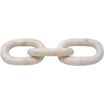 Kristin Decor 13.5" Long Rustic Luxury White Marble Chain Link Décor Decorative Object, Marble D... | Amazon (US)