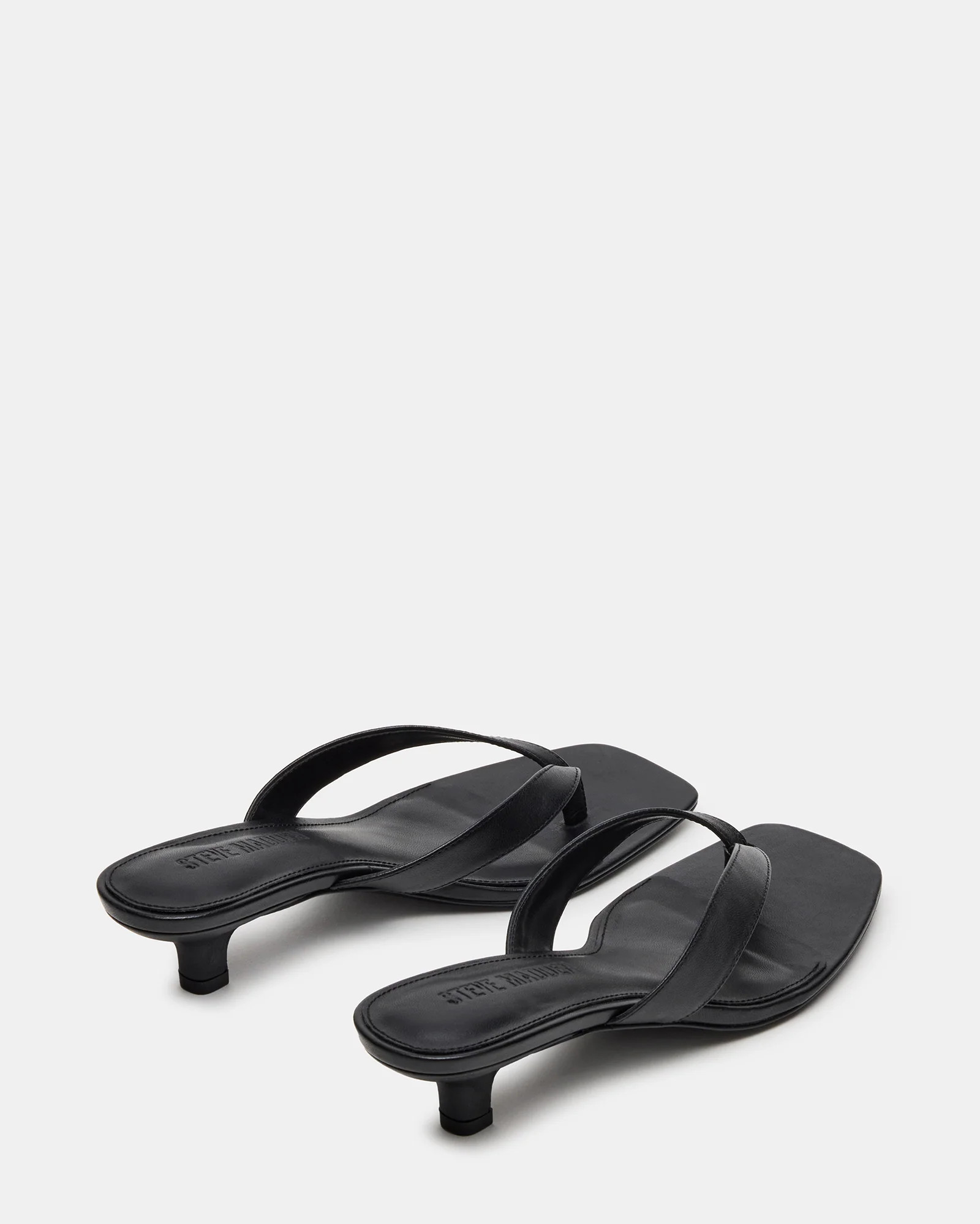 TRACIE Black Leather Thong Strap Women's Kitten Heel | Steve Madden (US)