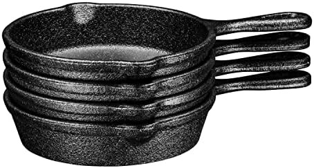 Pre-Seasoned Cast Iron 4 Piece 3.5 Inch Mini Skillet Bundle - Cast Iron Frying Pans Heavy Duty Chef  | Amazon (US)