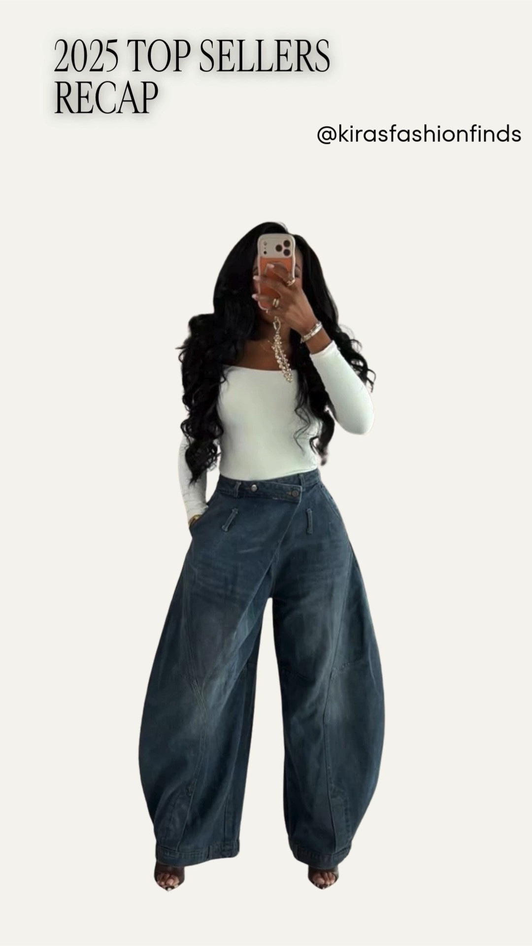 ✨ Statement Sleeves, Elevated Denim — a 2025 Top Seller

This sculptural top truly does all the work — and it’s no surprise it became one of my top sellers of 2025. The dramatic sleeves instantly elevate a classic denim base, creating a polished, fashion-forward look without any overthinking. Styled multiple ways, it’s a standout piece that continues to prove its value as the cost per wear drops with every re-style.

Perfect for:
• Date nights
• Dinners
• Events
• Polished, fashion-forward moments

📏 Sizing:
Top: Small  
Bottoms: 27 Long  
Shoes: True to size  

Measurements:
5’4” · 138 lbs · 34D · 27” waist · 40” hips

Tap to get details.

Elegant statement top styling, elevated denim outfits, sculptural sleeve blouse looks, modern feminine style, dressy casual outfit inspiration, versatile wardrobe staples.

Follow me on Instagram and YouTube @kirasfashionfinds