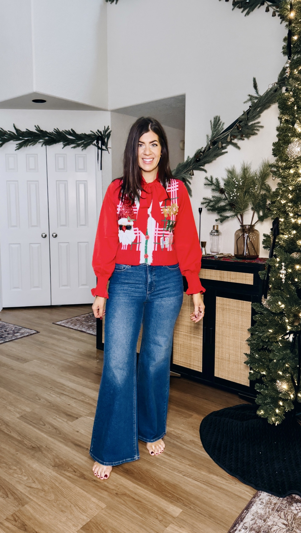 Holiday ugly sweater outfit
In a medium vest
10 wide leg jeans 


#LTKFindsUnder50 #LTKHoliday #LTKMidsize