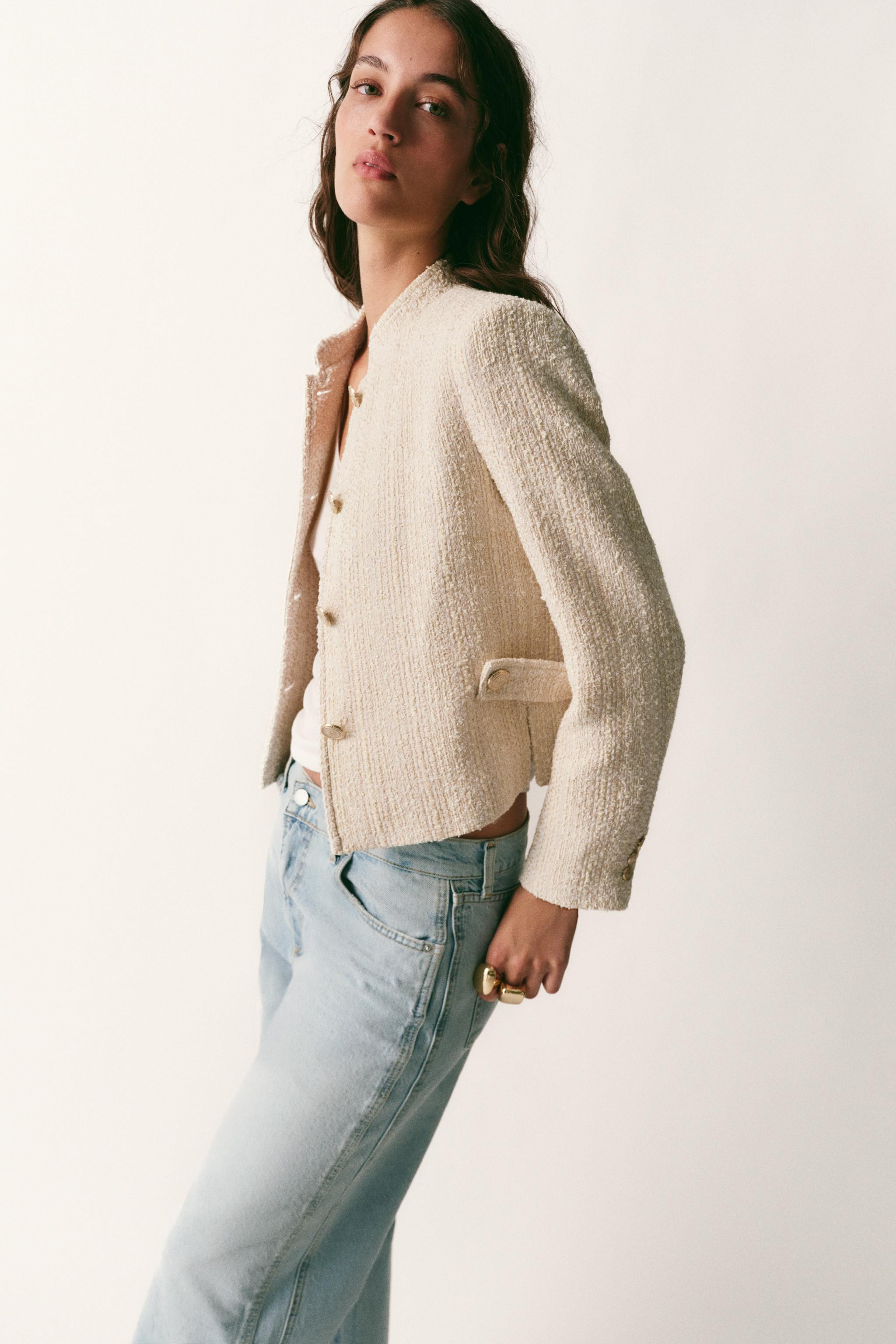 METALLIC THREAD STRUCTURED BLAZER WITH SHOULDER PADS | Zara UK