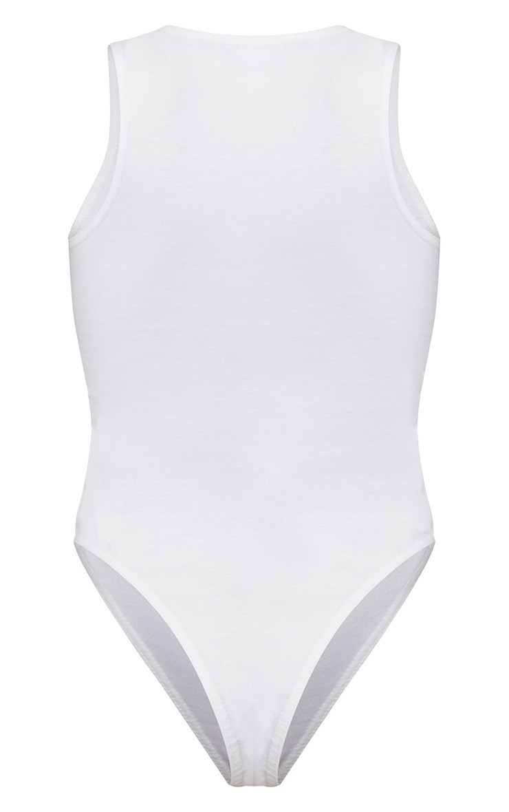 White Ponte Racer Back Thong Bodysuit | PrettyLittleThing US