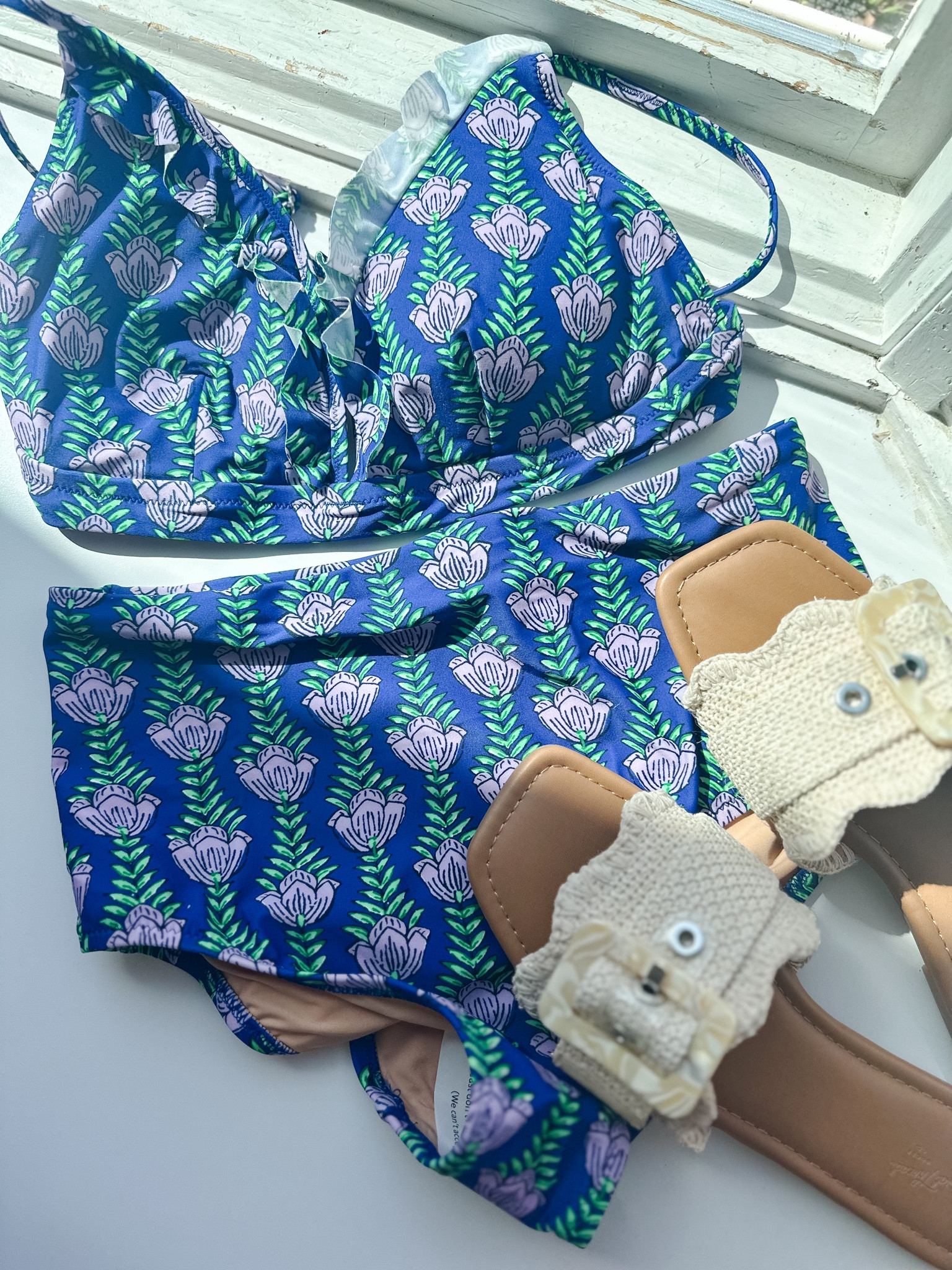 This swimsuit is so cute and flattering! Size up in the top (I’m wearing a medium) and normal size swim in bottoms (wearing a small). Linking some pretty cover ups, too! Sandals are TTS. 

#LTKsalealert #LTKswim