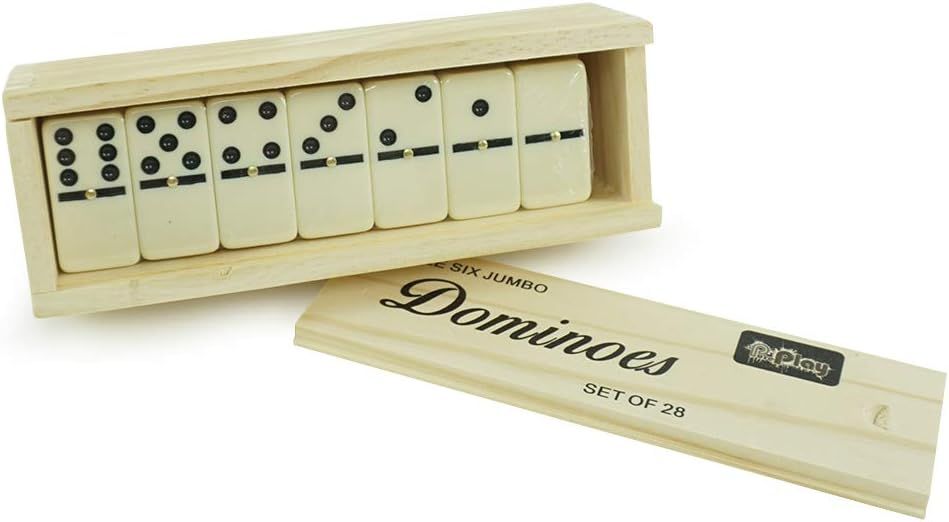 Pureplay Classic Dominoes Double 6 Jumbo Game Set, 28 Pieces Double 6 Domino Set in Durable Woode... | Amazon (US)
