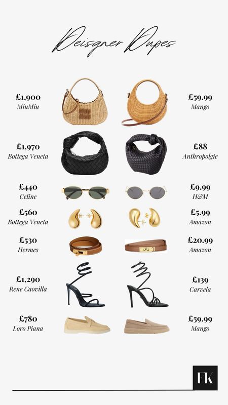 Spring Designer Dupes, Black and Tan bags, Hermes belt, Rene Caovilla heels, Bottega Veneta, Miu Miu, loafers, gold earrings

#LTKSeasonal #LTKitbag #LTKstyletip