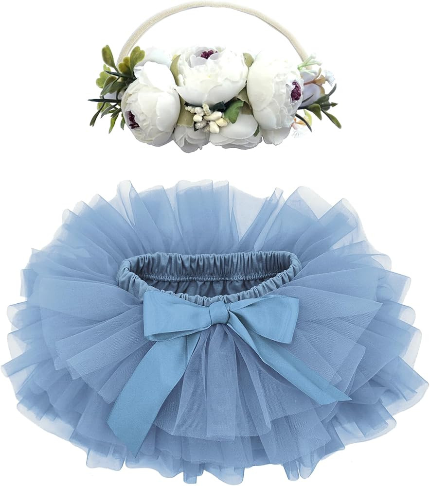 BGFKS Baby Girls Soft Fluffy Tutu Skirt with Diaper Cover,Toddler Girl Tutu Skirt Sets with Flowe... | Amazon (US)
