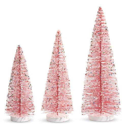 15" Pink Bottle Brush Trees with Sprinkles | Amazon (US)