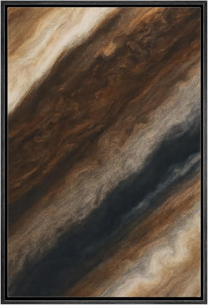 MUDECOR Framed Canvas Print Wall Art Earth Tone Marble Flow Abstract Brown and Cream Fluid Illust... | Amazon (US)