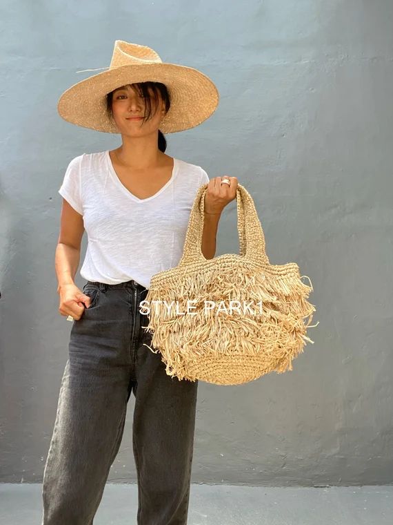 BA11/Woven bag,Beach bag , Oversized bag, Natural Bag,Bali bag,raffia,Tassel | Etsy (US)