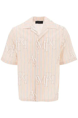 Amiri stripe bowling shirt with staggered logo | Residenza725 US