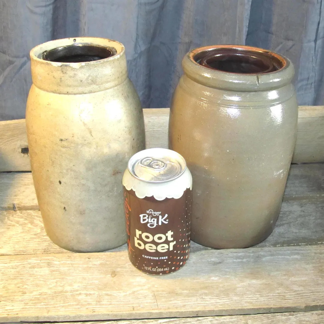 Antique Salt Glazed Wax Seal Stoneware Crocks 8 1/2" Tall Choice of Gray or Beige - No Lids Flaws... | Etsy (US)