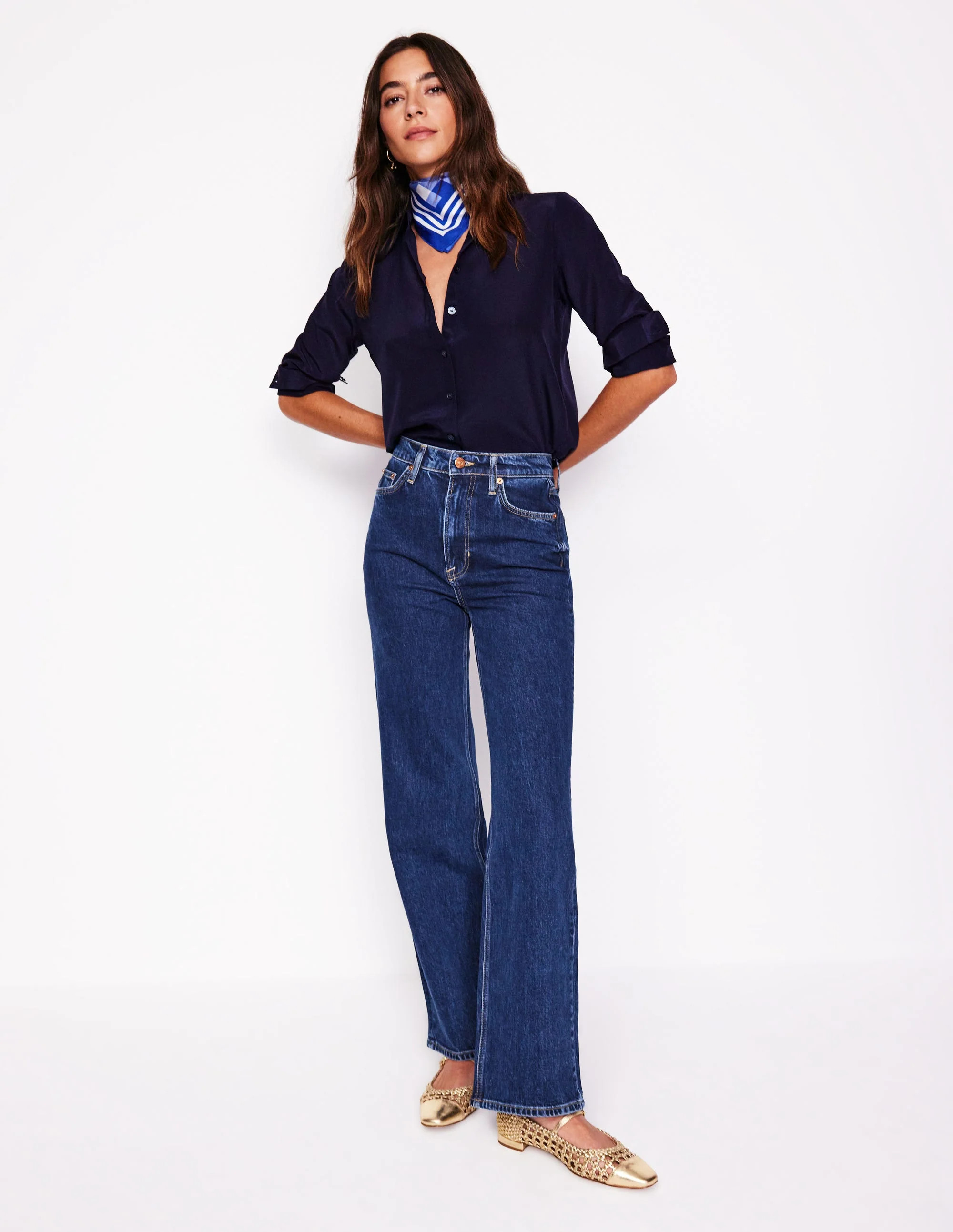 High Rise Column Leg Jeans-Dark Vintage | Boden UK