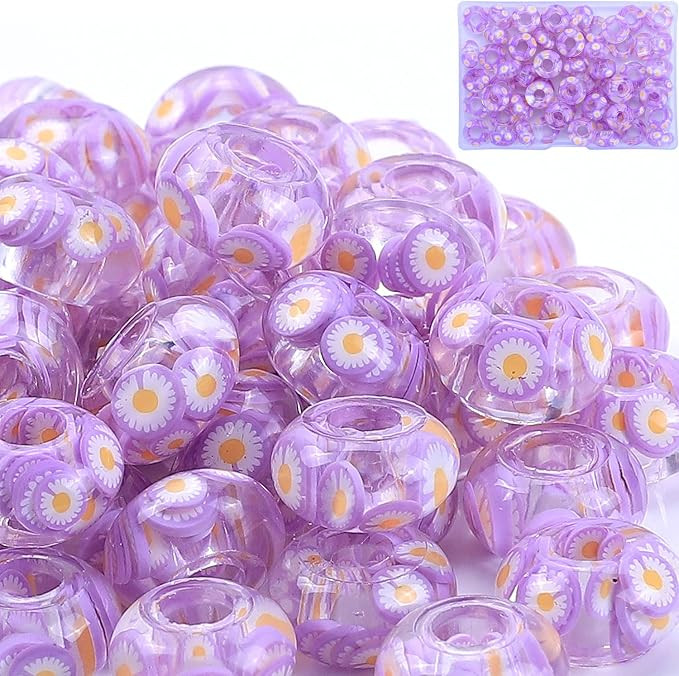 AIPRIDY Girls' Lucky Beads Lover Amber Beads, Big Hole Spacer Beads European Craft Beads for DIY ... | Amazon (US)