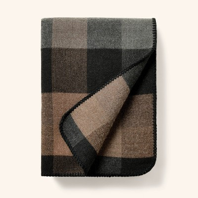 Plaid Throw Blanket Brown/Black - Woolrich x Target | Target