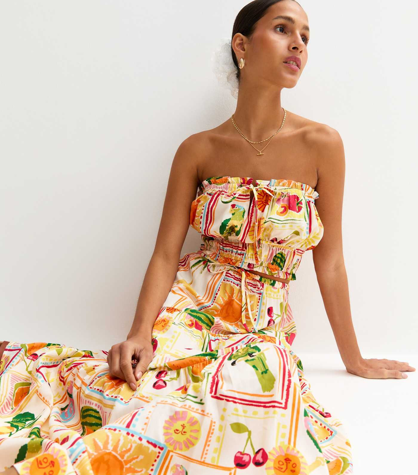 Multicoloured Fruit Print Tiered Maxi Skirt | New Look | New Look (UK)