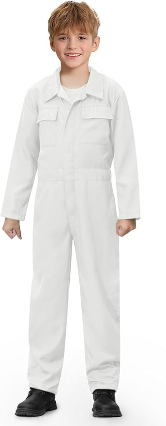 BesserBay Kids Long Sleeve Coveralls Solid Color Jumpsuit with Pockets 4-16 Years | Amazon (US)