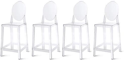 2xhome Set of Four (4) - 25" Seat Height Barstool Modern Ghost Side Bar Stool Counter Stool - Acc... | Amazon (US)