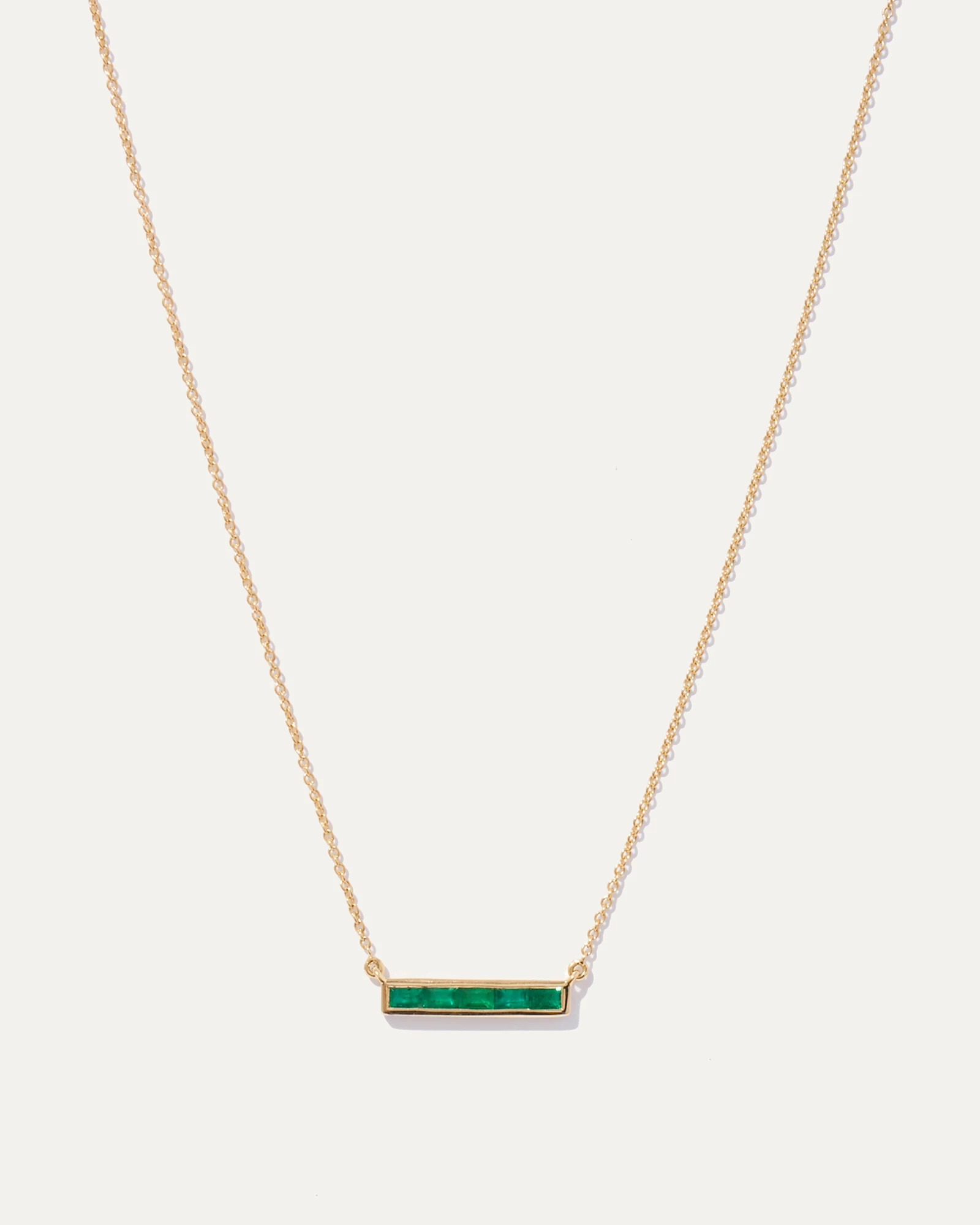14K Gold East West Emerald Baguette Bar Necklace | Quince