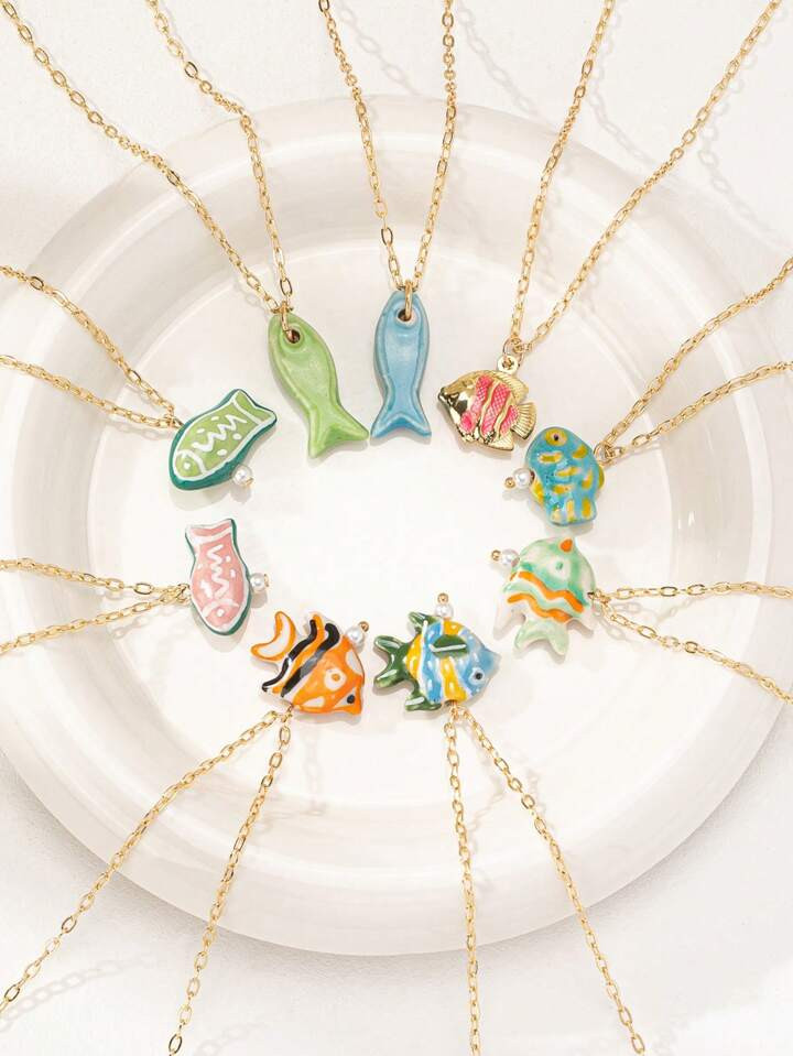 1pc Handmade Cute Fish Pendant Delicate Summer Necklace For Women (Shape And Color May Vary) | SHEIN