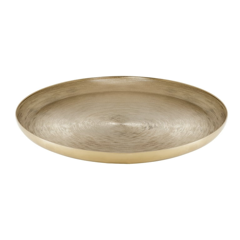 Kate and Laurel Stovring Round Metal Tray, Gold 16" Diameter | Walmart (US)