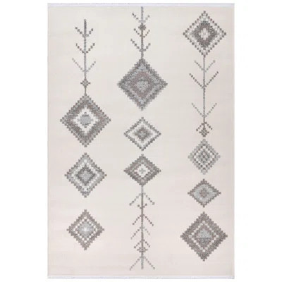 Rectangle Geometric Machine Woven Polyproplene Area Rug in Cream/Brown | Wayfair North America