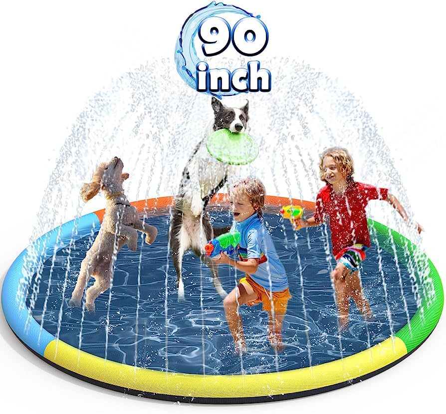90" Splash Pad, BerrysParadise Outdoor Sprinkler Play Mat Toys for Dogs Kids Water Toys, Inflatab... | Amazon (US)