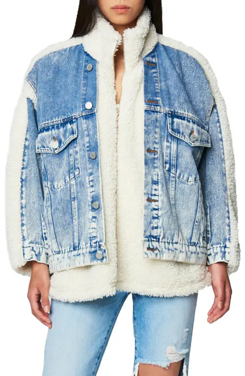 BLANKNYC Denim & Faux Shearling Trucker Jacket in Bear Hug at Nordstrom, Size Small | Nordstrom