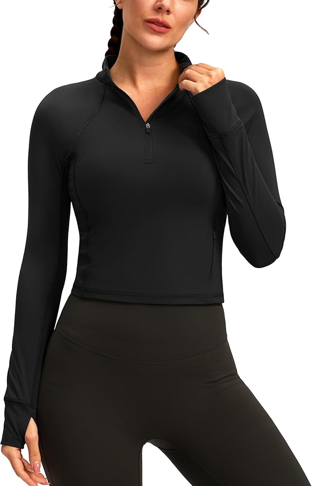 Soothfeel Women's Long Sleeve Workout Tops Half Zip Yoga Gym Shirts Cropped Athletic Running Jack... | Amazon (US)