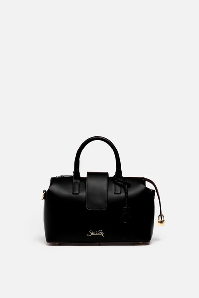 Convertible Executive Leather Bag MIDI in Black | Silver & Riley