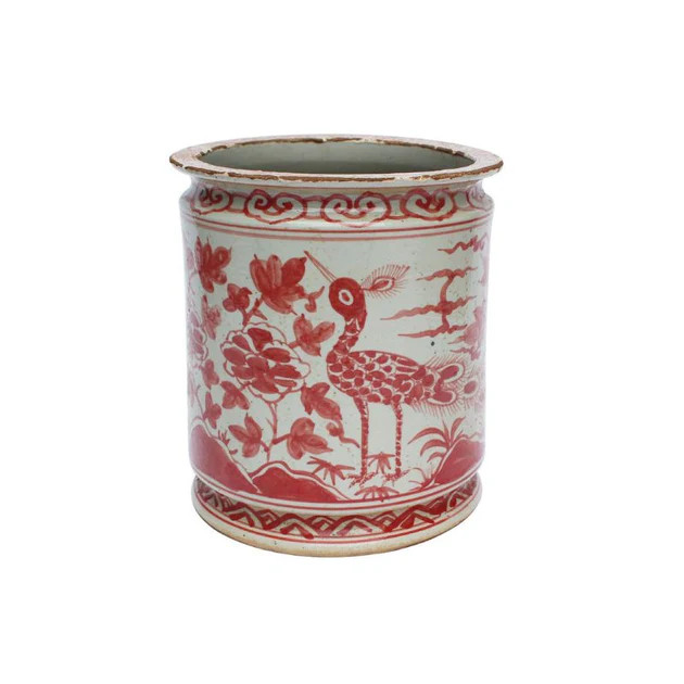 Antiqued Coral Peacock Planter | Cailini Coastal
