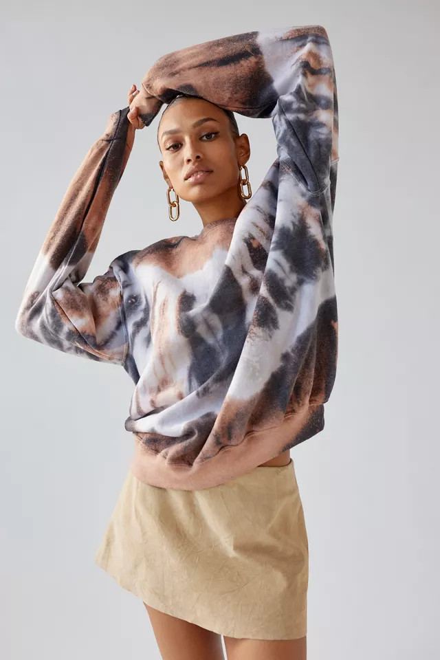 Urban Renewal Remade Snow Cap Mountain Dyed Crew Neck Sweatshirt | Urban Outfitters (US and RoW)