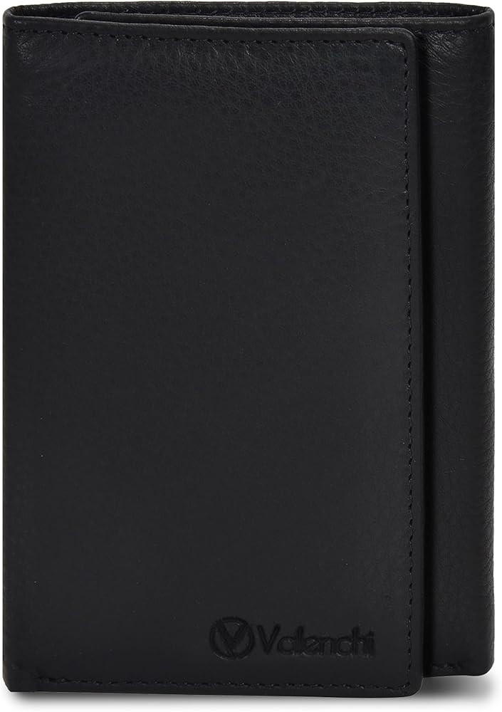 VALENCHI Genuine Real Leather Trifold Men's Wallet - With Card Holder Slots, ID Window and Curren... | Amazon (US)