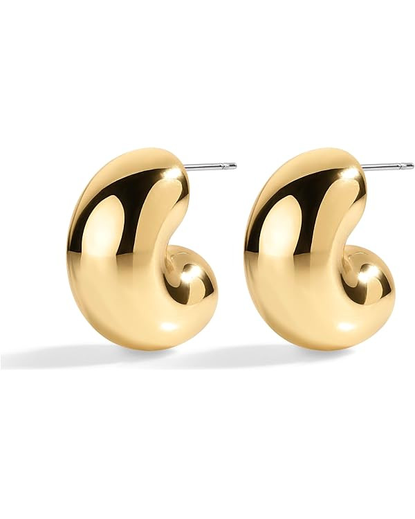 Cloud Earrings for Women, 14k Gold Plated Sculptural Bubble Hoop Earrings, Lightweight Modern Eve... | Amazon (US)